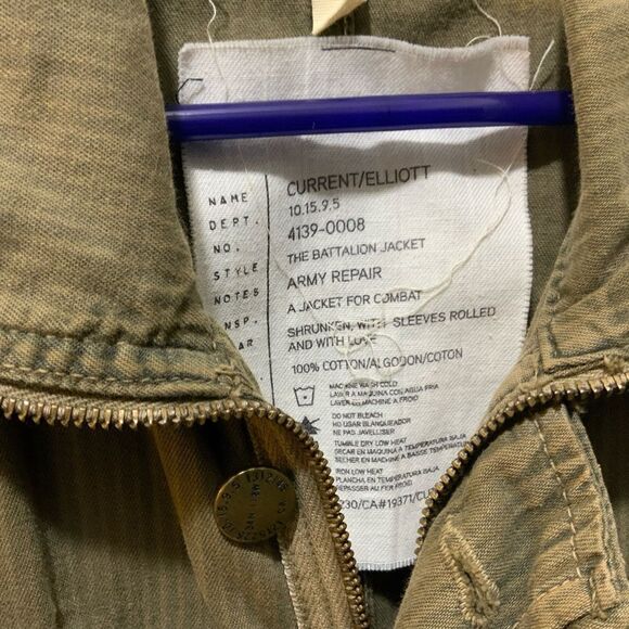Current Elliott The Batallion Jacket army repair Green Distressed sz 2 - Picture 7 of 14